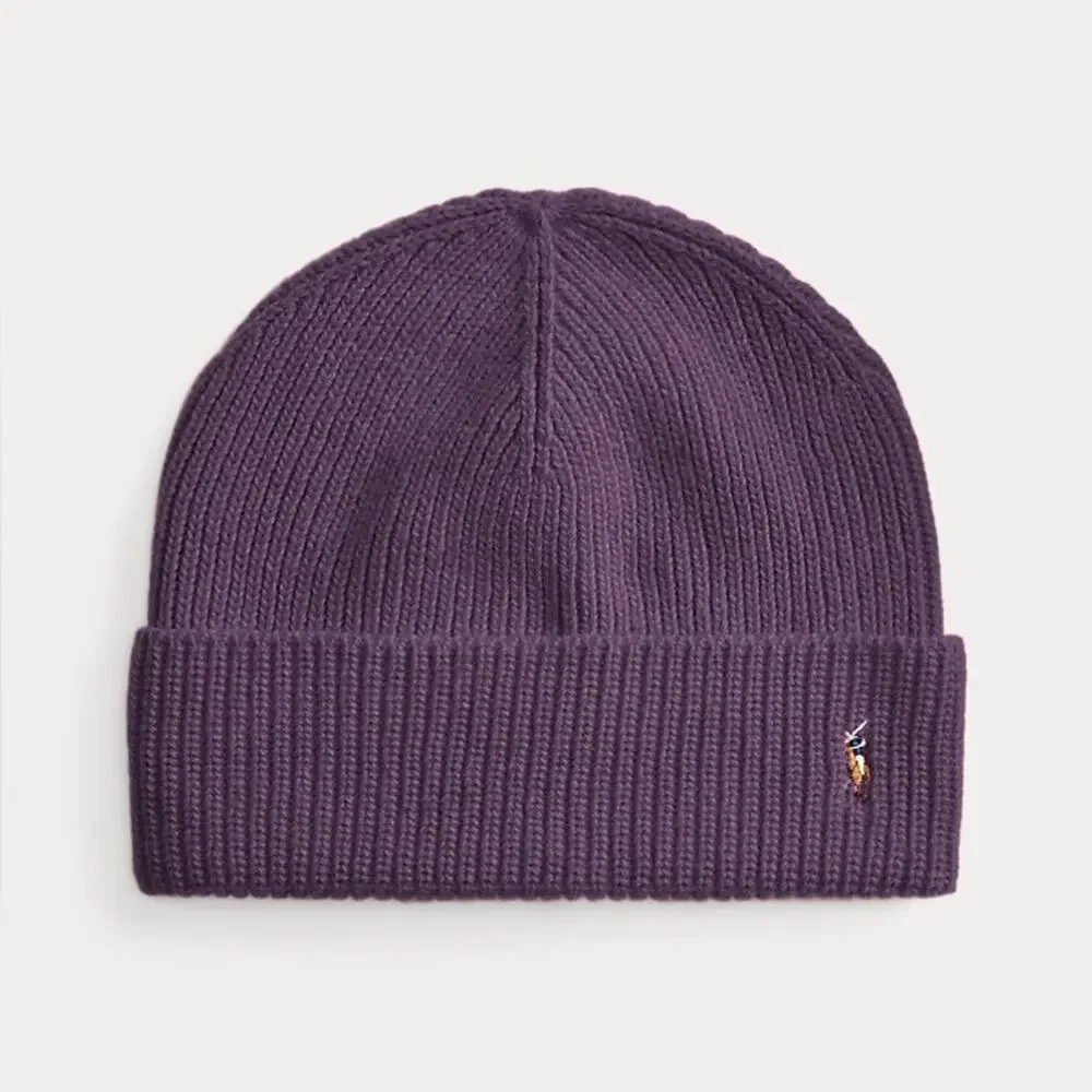 POLO Ralph Lauren $78 Signature Pony 100% Merino Wool-Beanie Juneberry OS NWOT